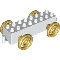Duplo Car Base 2 x 8 x 1 1/2 with Large Gold Spoked and Spiraled Wheels