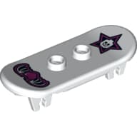 Sports Skateboard with Trolley Wheel Holders with Minifig Skull on Star and Winged Heart Print