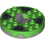 Turntable 6 x 6 Round Flat Silver Base Serrated with Dark Bluish Gray Snake Heads Print (Ninjago Spinner)