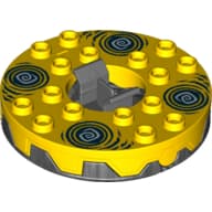 Turntable 6 x 6 Round Pearl Titanium Base Serrated with White and Dark Green Print (Ninjago Spinner)