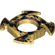 Ring 4 x 4 with 2 x 2 Hole and 4 Arrow Ends with Black and Red Snake Heads Print (Ninjago Spinner Crown)