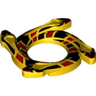 Ring 4 x 4 with 2 x 2 Hole and 4 Snake Head Ends and Red and Black Scales Snake Print (Ninjago Spinner Crown)