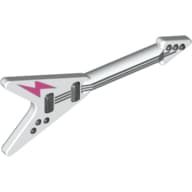 Musical Instrument Guitar Electric with Black Strings, Dark Pink Lightning Print