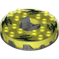 Turntable 6 x 6 Round Pearl Titanium Base Serrated with Green with Red Spots Print (Ninjago Spinner)