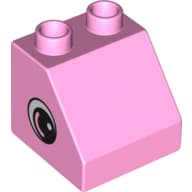 Duplo Brick 2 x 2 Slope 45° with Eye with White Spot and Curve Print on Both Sides