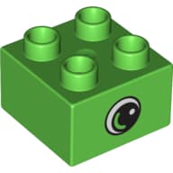 Duplo Brick 2 x 2 with Eye with White Spot and Varied Color Curve inside a Black Circle Print on Both Sides