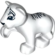 Duplo Animal Tiger Cub with Raised Paw - Black Fur Stripes on Face and Back Print