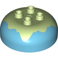 Duplo Brick Round 4 x 4 Dome Top with 2 x 2 Studs - Marbled Yellowish Green 'Frosting'