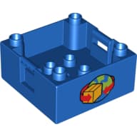 Duplo Container Box 4 x 4 with Studs on Corners with Box and Arrows and Globe Print