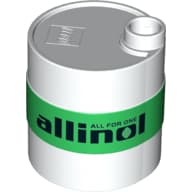 Duplo Container Oil Drum 2 x 2 x 2 with Green Band and 'ALL FOR ONE allinol' Print