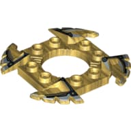 Ring 4 x 4 with 2 x 2 Hole and 4 Serrated Ends with Black and Silver Print (Ninjago Spinner Crown)