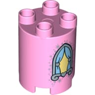 Duplo Brick Round 2 x 2 x 2 with Curtains in Arched Window with Heart in Windowsill Print