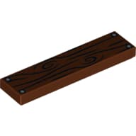 Tile 1 x 4 with Wood Grain and 4 Nails Print