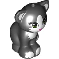 Animal, Cat, Sitting with Light Green Eyes, Dark Pink Nose and White Markings Print