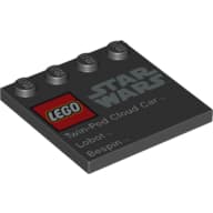 Plates Special 4 x 4 with Studs on One Edge and 'Lego Star Wars' Logo and 'Twin-Pod Cloud Car Lobot Bespin' Print