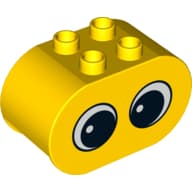 Duplo Brick 2 x 4 x 2 Rounded Ends with 2 Eyes with Pupils Print