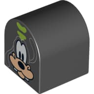 Duplo Brick 2 x 2 x 2 Curved Top with Goofy Print