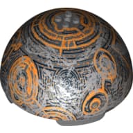 Dome Hemisphere 11 x 11 with 2 x 2 Studs on Top and Coruscant Black / Gold / Orange Planet Print (75007)