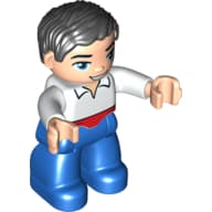 Duplo Figure with Parted Wavy Hair Black (Prince Eric)