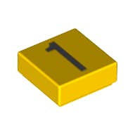 Tile 1 x 1 with Silver Number 1 Print