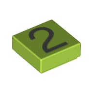 Tile 1 x 1 with Silver Number 2 Print