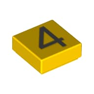 Tile 1 x 1 with Silver Number 4 Print