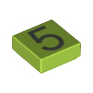 Tile 1 x 1 with Silver Number 5 Print