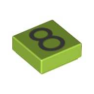 Tile 1 x 1 with Silver Number 8 Print