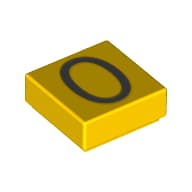 Tile 1 x 1 with Silver Number 0 Print