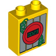 Duplo Brick 1 x 2 x 2, Bomb Design with Digital Display Showing '00:23' & Green Wires