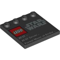 Plates Special 4 x 4 with Studs on One Edge and 'Lego Star Wars' Logo and 'AT-ST AT-ST Driver Forest Moon of Endor' Print
