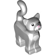 Animal, Cat, Standing New Style with White Chest and Muzzle and Bright Pink Nose Print