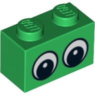 Brick 1 x 2 with Two Eyes with White Pupils Print