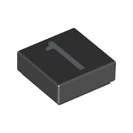 Tile 1 x 1 with Silver Number 1 Print