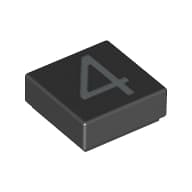 Tile 1 x 1 with Silver Number 4 Print