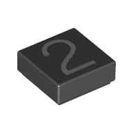 Tile 1 x 1 with Silver Number 2 Print