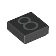 Tile 1 x 1 with Silver Number 8 Print