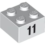Brick 2 x 2 with Black "11" Print
