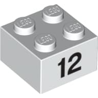 Brick 2 x 2 with Black "12" Print