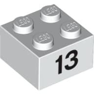 Brick 2 x 2 with Black "13" Print