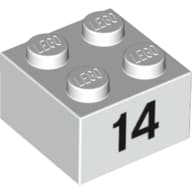 Brick 2 x 2 with Black "14" Print