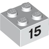 Brick 2 x 2 with Black "15" Print
