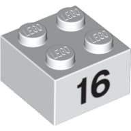 Brick 2 x 2 with Black "16" Print
