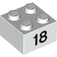 Brick 2 x 2 with Black "18" Print
