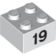 Brick 2 x 2 with Black "19" Print