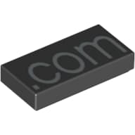 Tile 1 x 2 with Silver '.com' Print