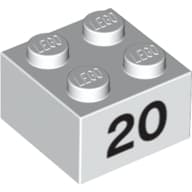 Brick 2 x 2 with Black "20" Print