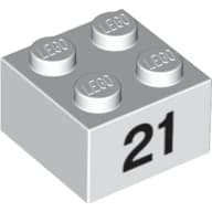 Brick 2 x 2 with Black "21" Print