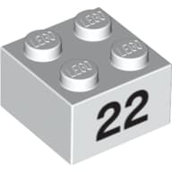 Brick 2 x 2 with Black "22" Print