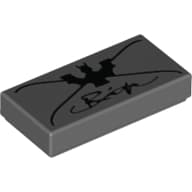 Tile 1 x 2 with Bat and Cursive Writing Print